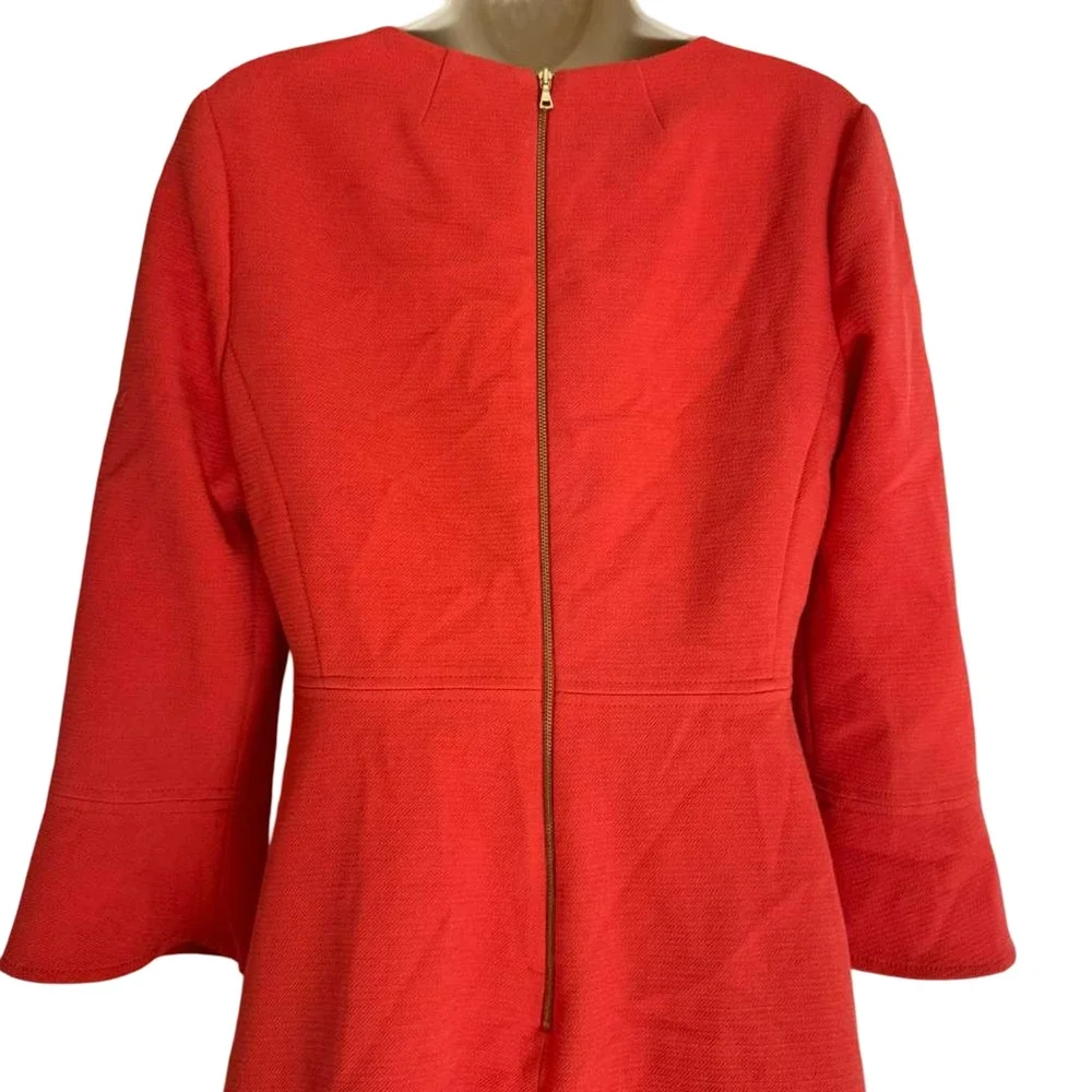 J Crew Womens Bell Sleeve Stretch Exposed Zipper Mini Dress Coral Pink sz 4